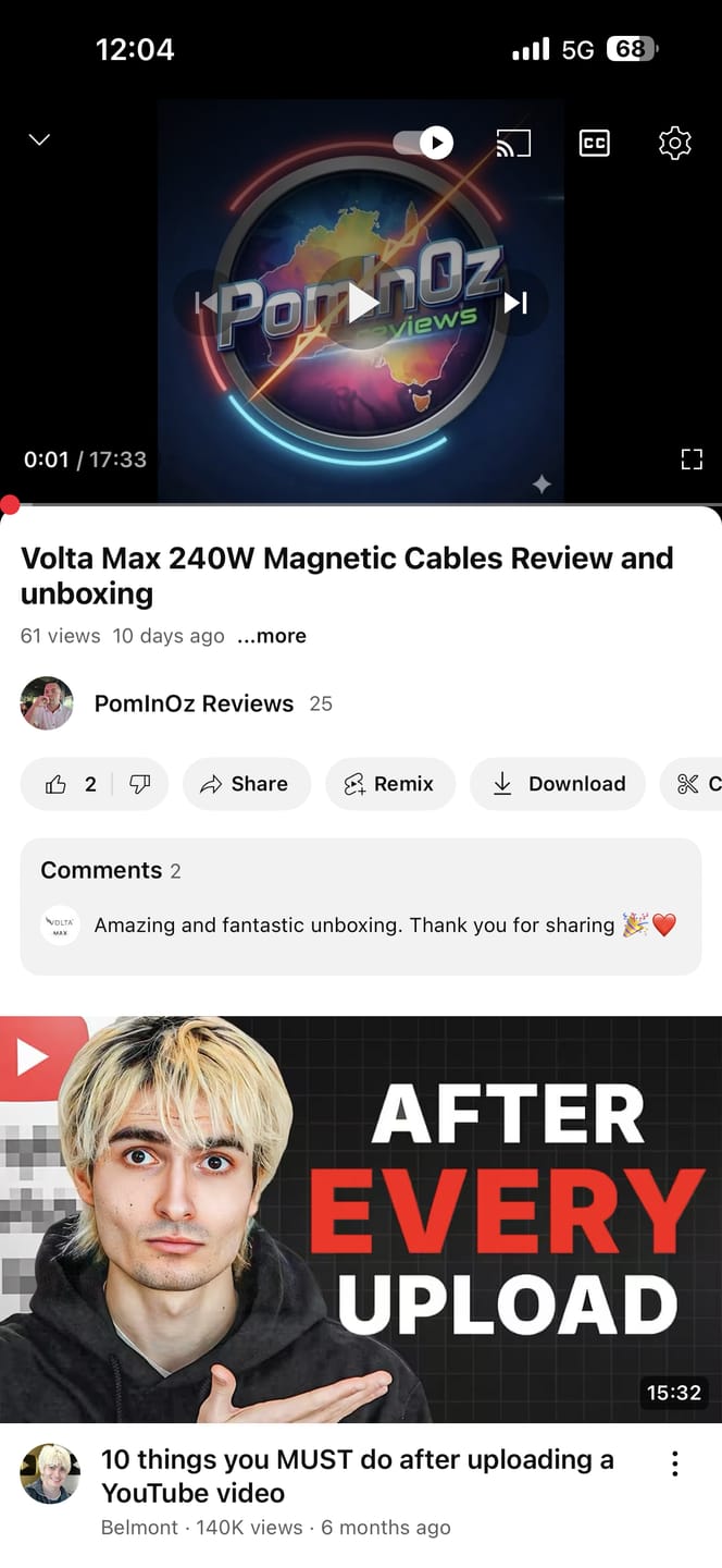 Customer photo review of Volta MAX - 240W USB-C Magnetic Charging Cable (Nylon Braided)