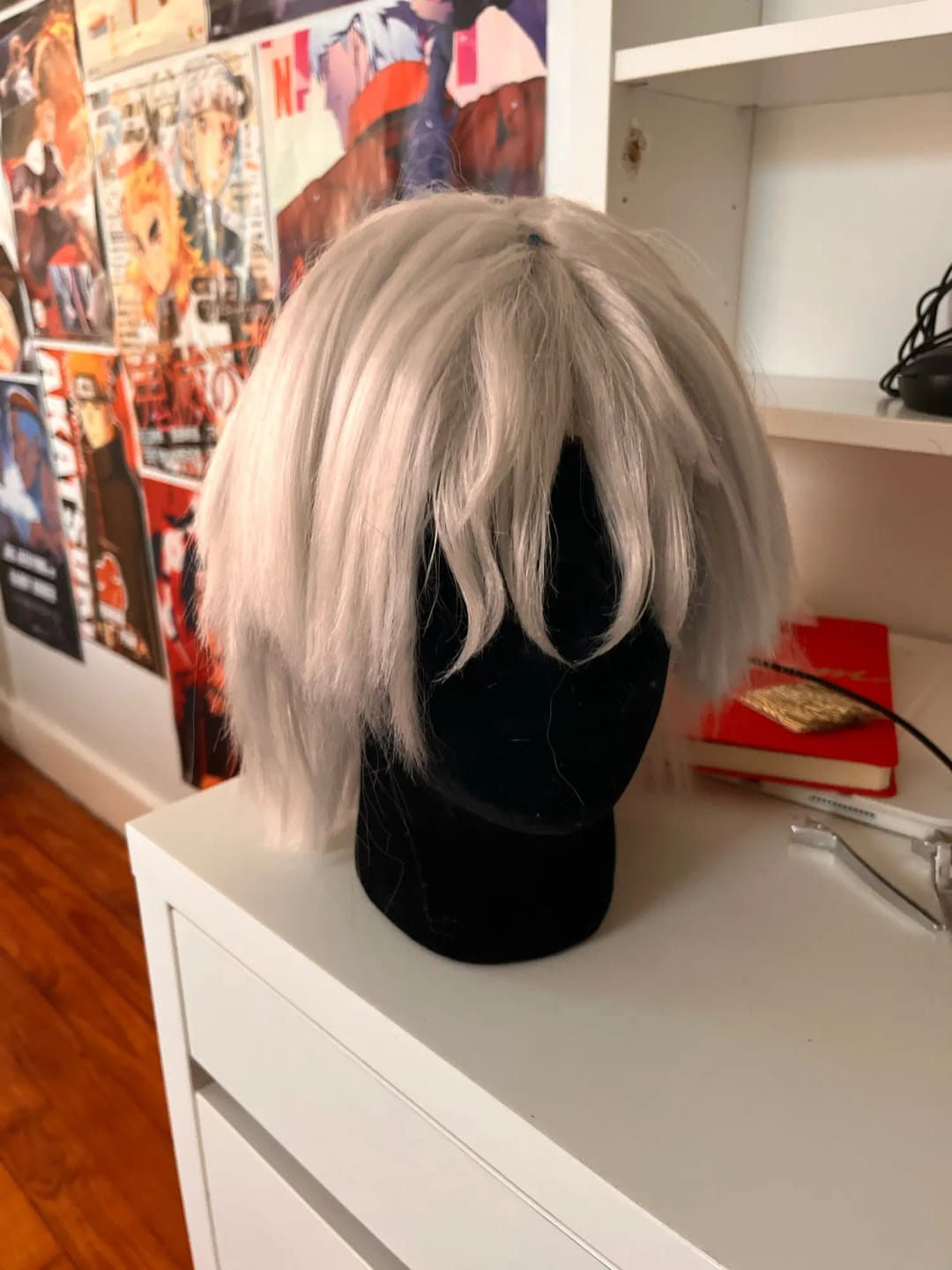 Customer photo review of Synthetic Unisex 12 Inches Short Cosplay Bob Wig With Bangs Pink Blonde Orange Halloween Lolita Look 🎀✨