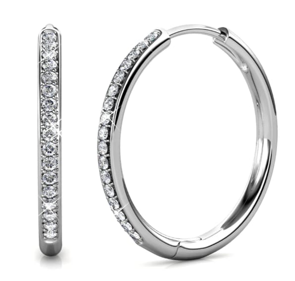 Customer photo review of Bianca 18k White Gold Plated 25mm Silver Hoop Earrings with Swarovski Crystals