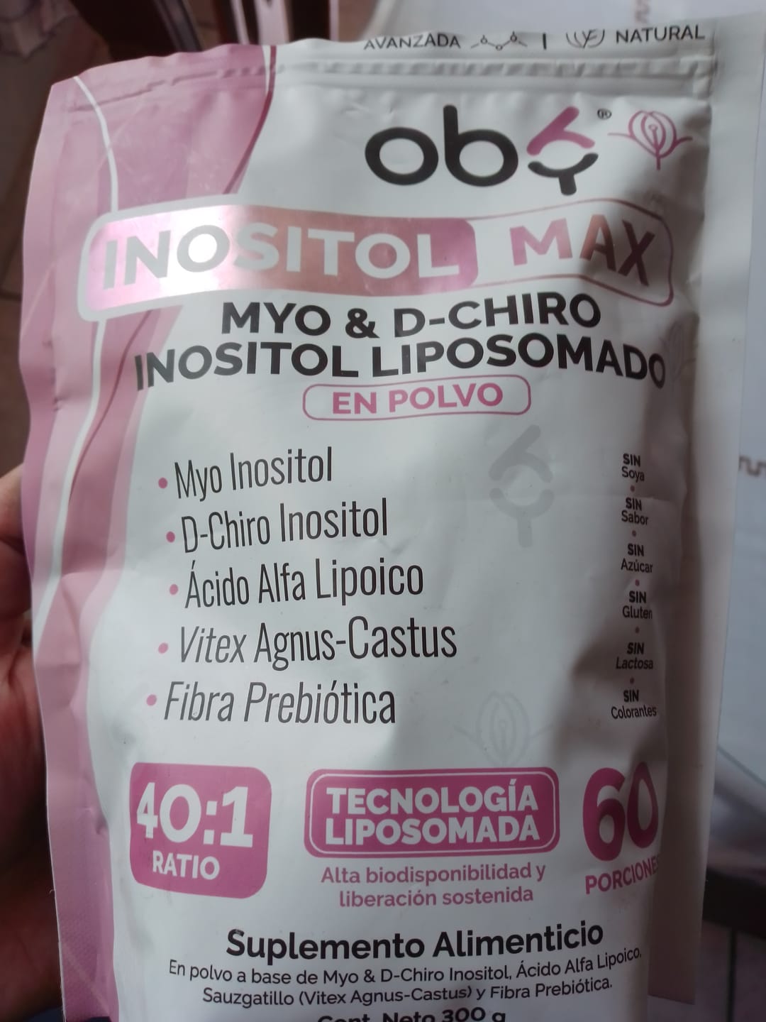 Customer photo review of Oby Inositol Max LIPOSOMAL - Myo y D-Chiro Inositol Ratio 40:1 + Vitex Agnus Castus + Acido Alfa Lipoico + Prebioticos  | Polvo