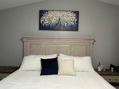 Customer photo review of Tree of Light-Modern 3D Textured Tree Wall Art - Handmade Golden Decor on Deep Blue - Home Decor