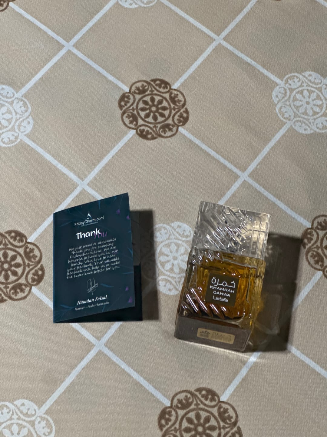 Customer photo review of Lattafa Khamrah Qahwa Eau De Parfum For Unisex