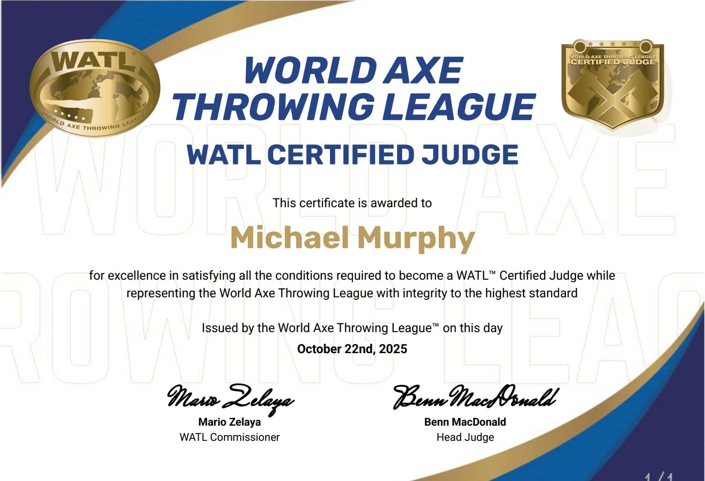 Customer photo review of WATL Judge Certification Test