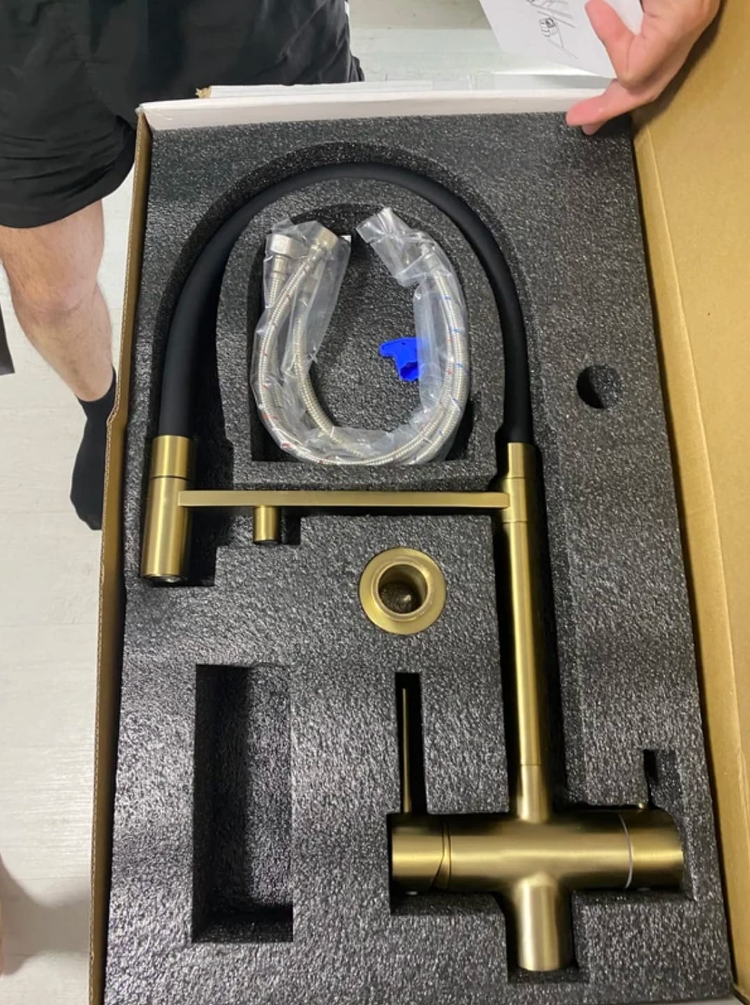 Customer photo review of Trier - Three-Way Kitchen Faucet with Filter Tap Reverse Osmosis Compatible and Pull-Down Spout