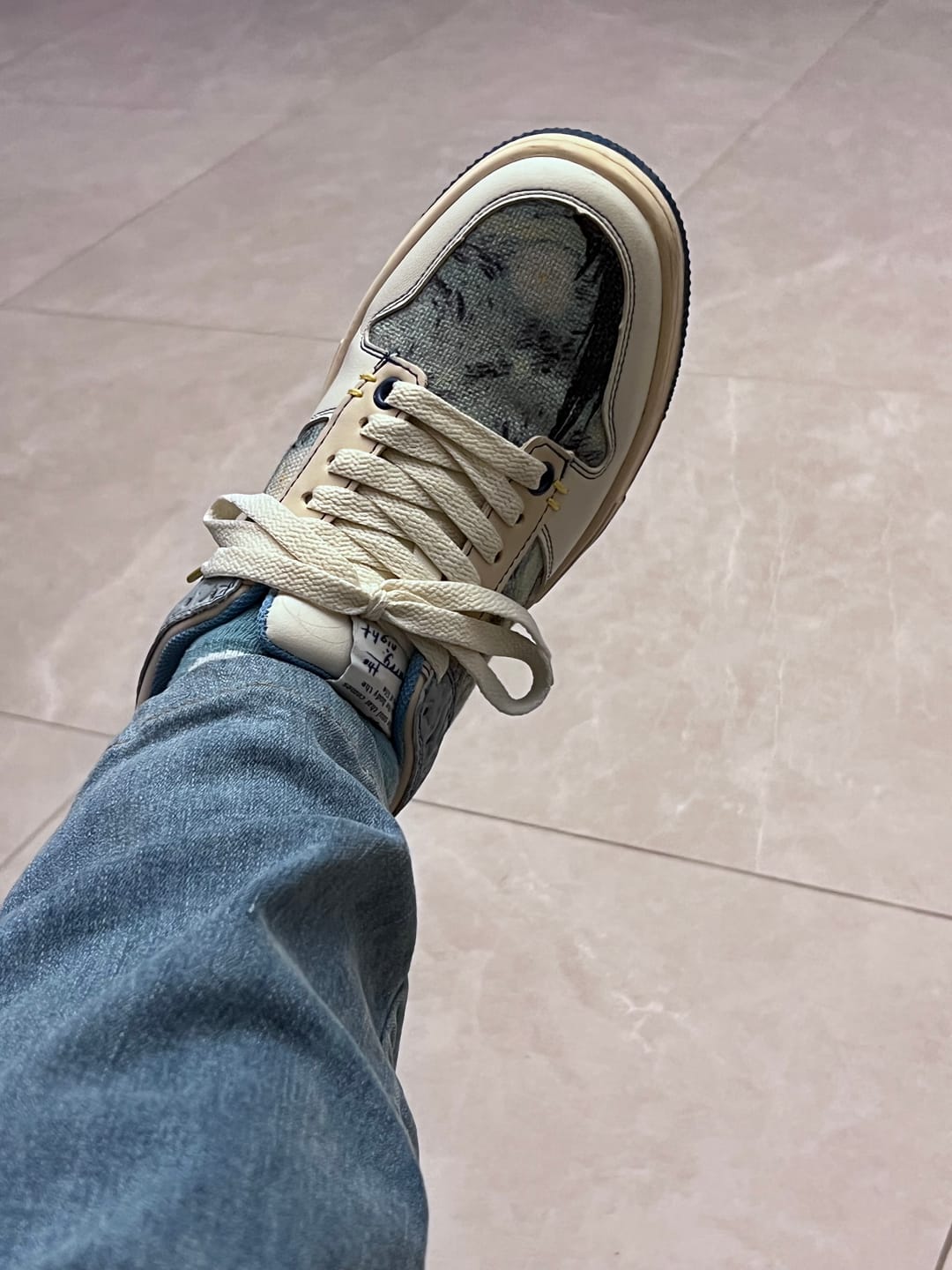 Customer photo review of Van Gogh Starry Night inspired sneakers