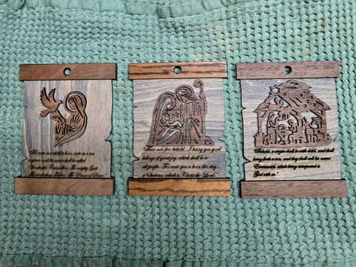 Customer photo review of Christmas Nativity scene ornaments 6 bundle laser cut svg file