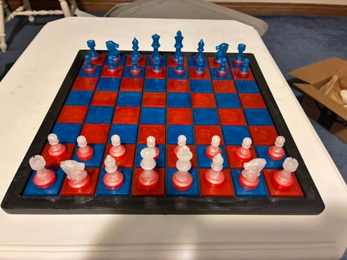 Customer photo review of 14.5x14.5x0.5" Medium Chess Board Silicone Mold With 1.5" Squares