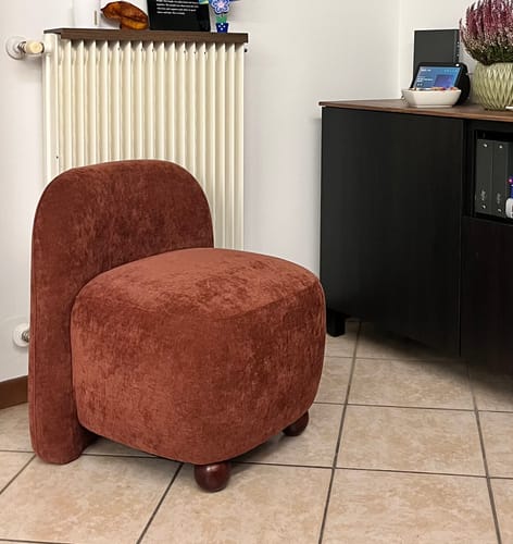 Customer photo review of KOKKOLA - Fauteuil de salon en bois massif et tissu terracotta