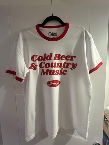Customer photo review of Cold Beer & Country Music Ringer Tee (Red)