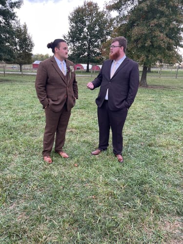 Customer photo review of Brown Check Tweed 3 Piece Suit