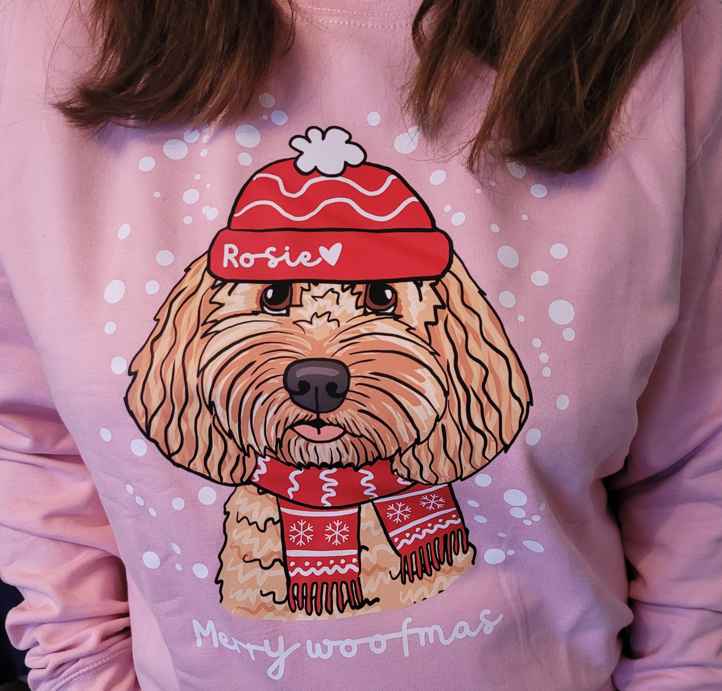 Customer photo review of Personalised Merry Woofmas Christmas Jumper