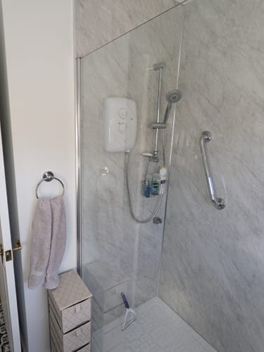 Customer photo review of 1700mm x 800mm Walk-In 8mm Enclosure & Stone Shower Tray