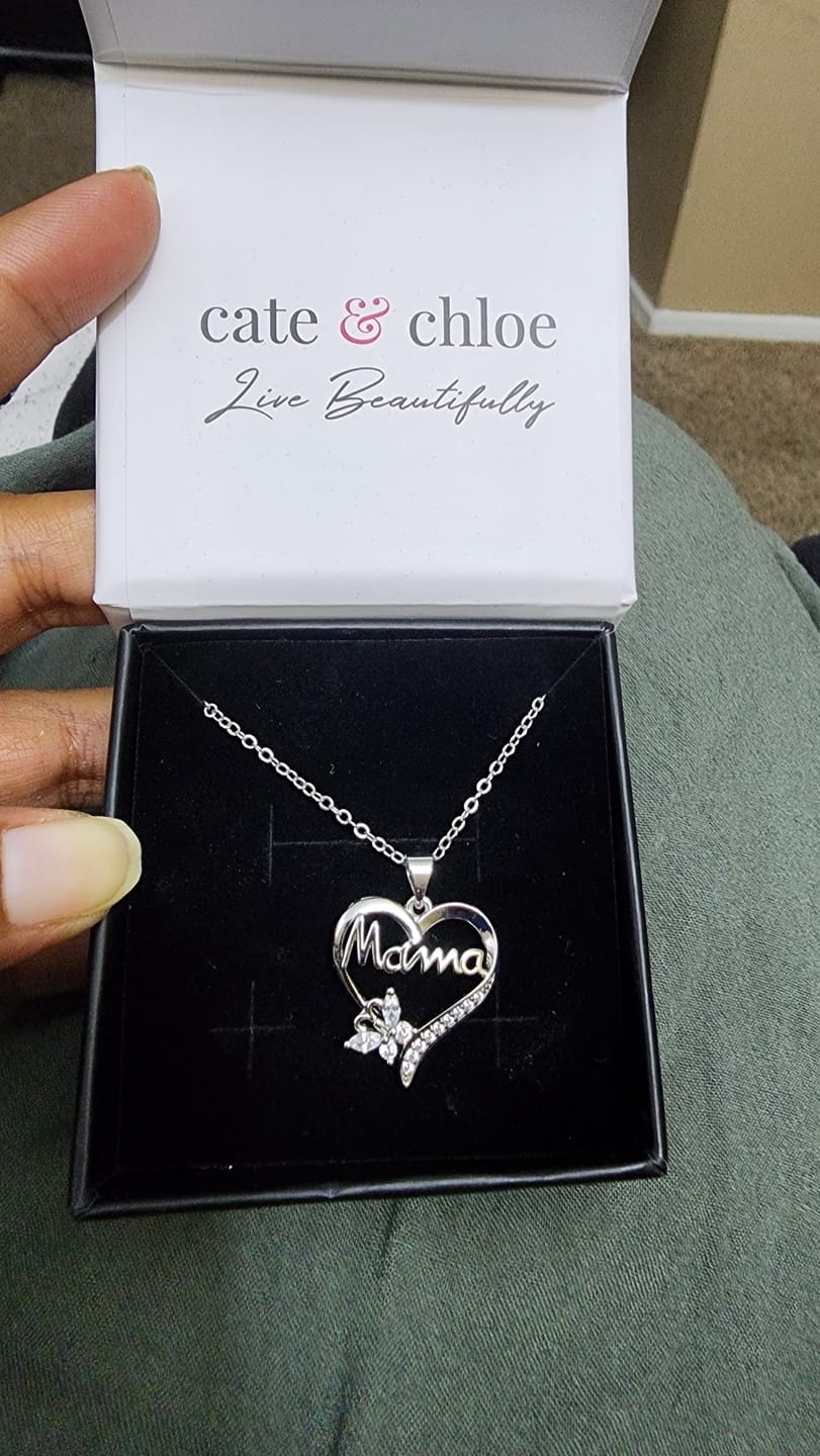 Customer photo review of Mom 18k White Gold Plated Necklaces with Swarovski Crystals and Message Card