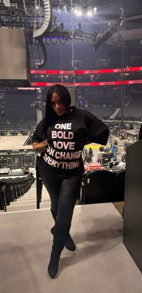 Customer photo review of One Bold Move Oversized Crop Tee (Black)