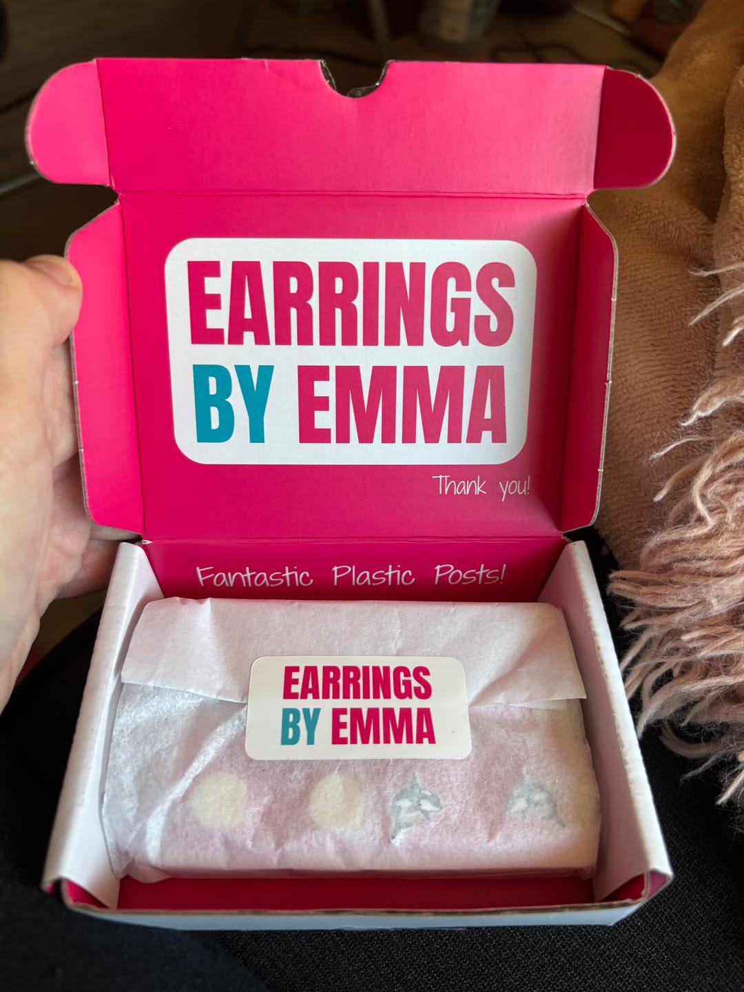 Customer photo review of Sand Dollar Studs Hypoallergenic Earrings for Sensitive Ears Made with Plastic Posts