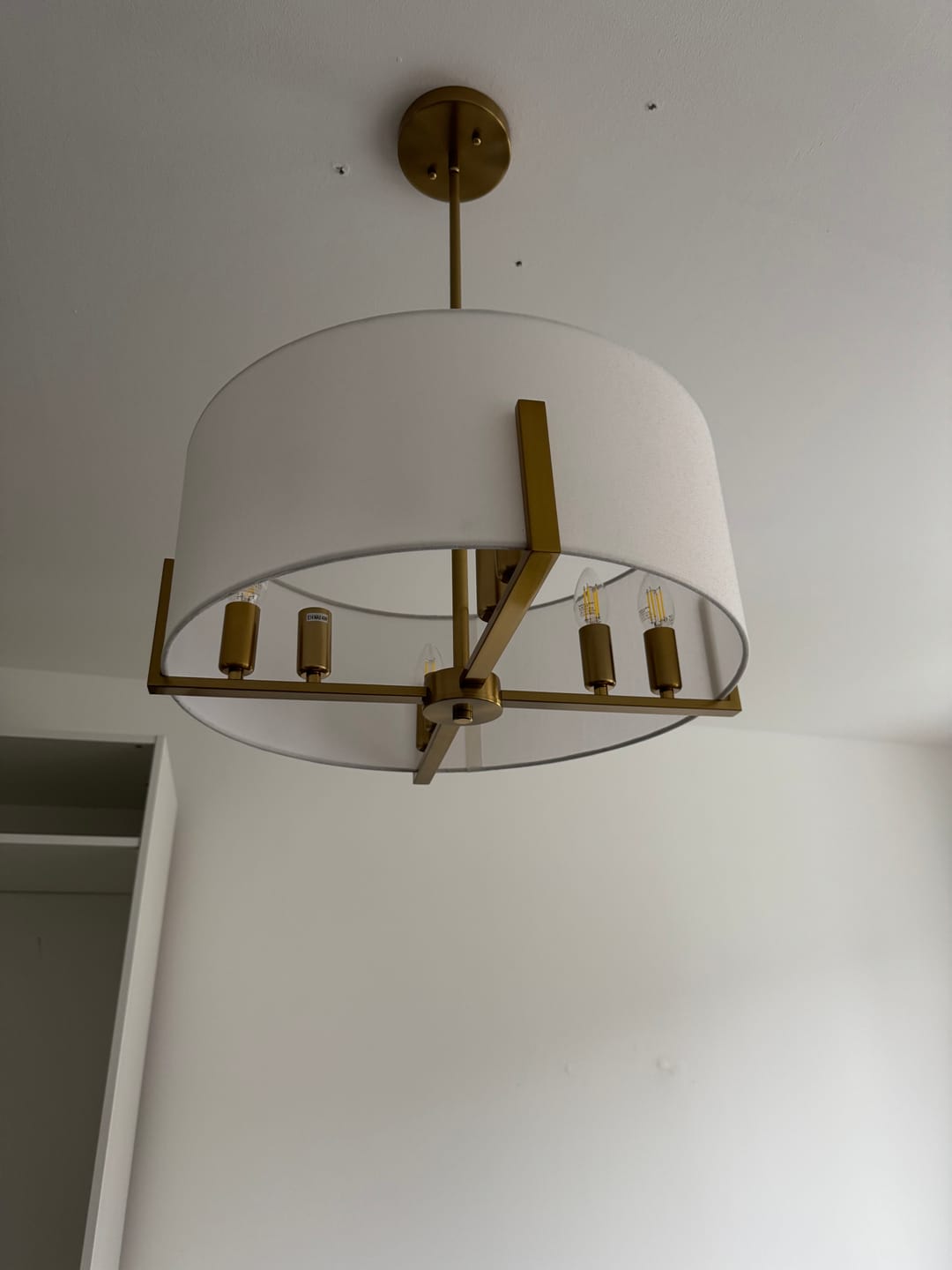 Customer photo review of 8-Light Modern Fabric Shade Drum Chandelier