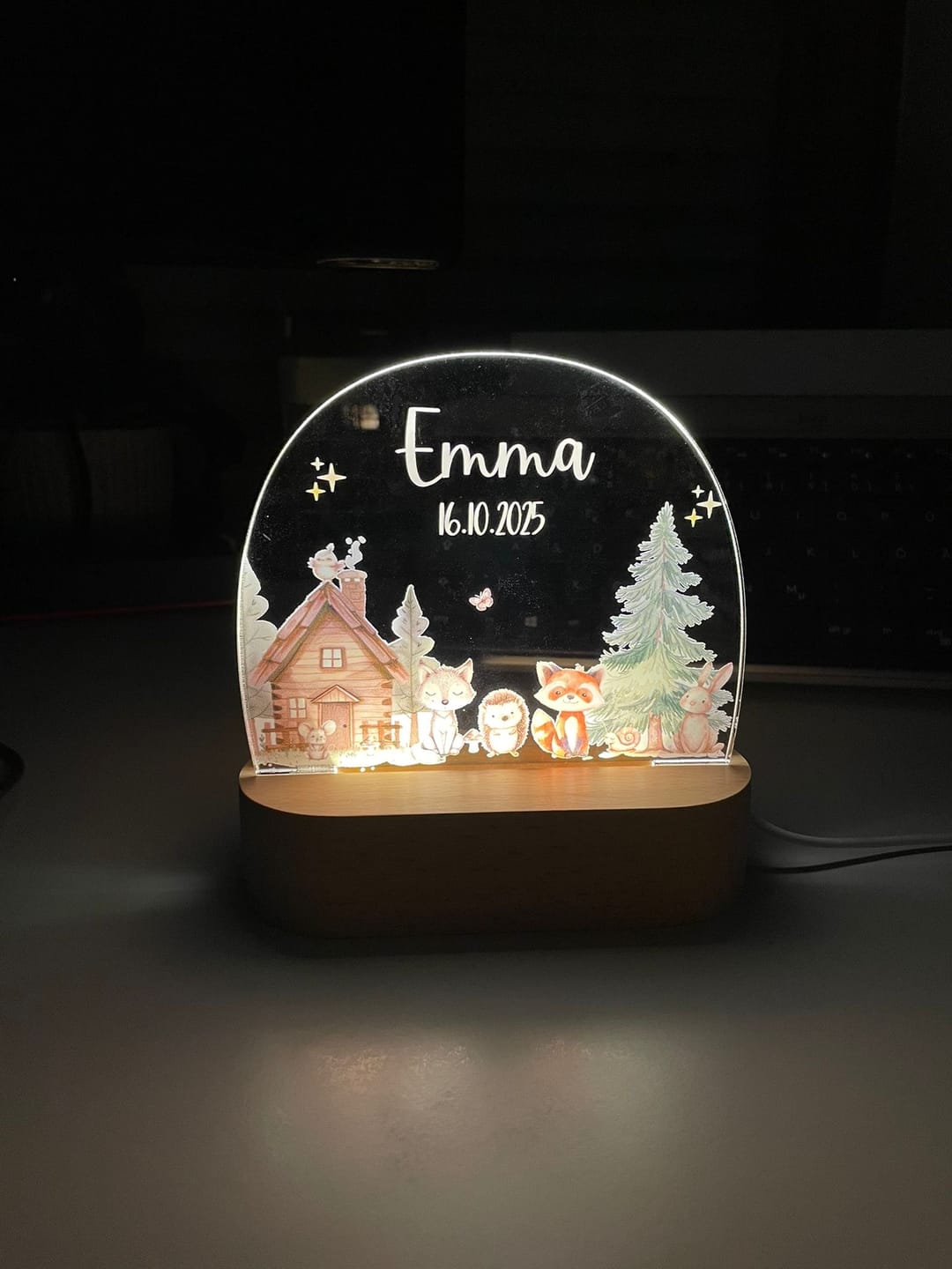 Customer photo review of Nachtlicht Kinder personalisiert - kleine Waldfreunde