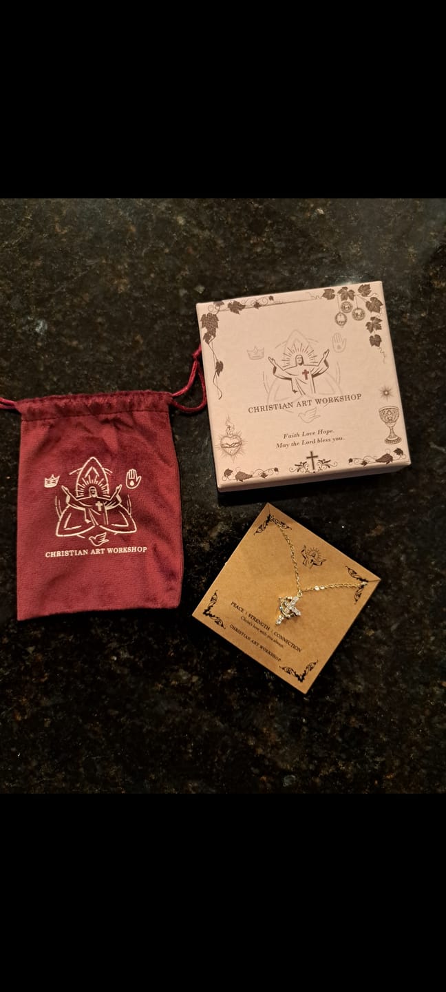 Customer photo review of FREE Today: Modern Crowned in Faith Cross Necklace, Earrings