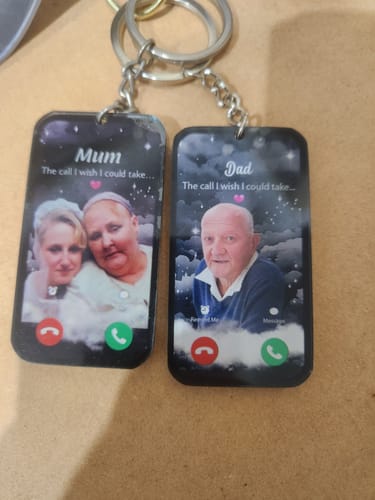 Customer photo review of The Call I Wish I Could Take Memorial Sympathy Gift Remembrance Keepsake Photo Personalized Acrylic Keychain
