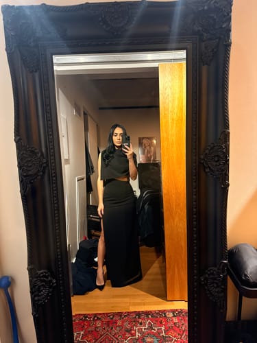 Customer photo review of Banks Removable Cape Gown by Et Ochs - RENTAL