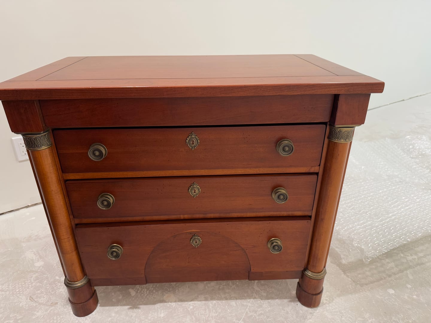 Customer photo review of French Empire Cherry Wood Nightstands With Ormolu Accents by Lexington