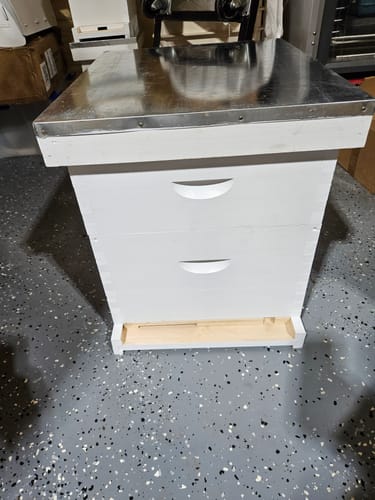Customer photo review of BeeCastle Natural Hive 10 Frame 2 Layer Beehive Include 1 Deep Cedar Wood Box And 1 Cedar Wood Super Box With Wooden Frame And Beeswax Plastic Foundation