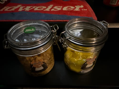 Customer photo review of Salt & Vinegar Flavour Pork Scratching Jar