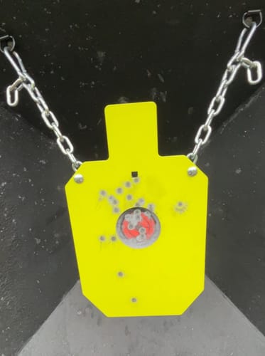 Customer photo review of 12" X 20" X 3/8" AR500 Steel Bullseye Torso Target