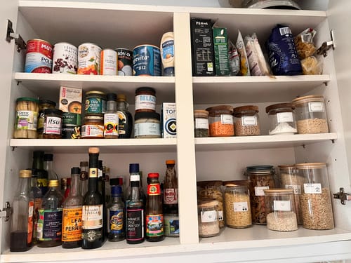Customer photo review of Glass Bamboo Pantry Jars (2 Jars of every size)