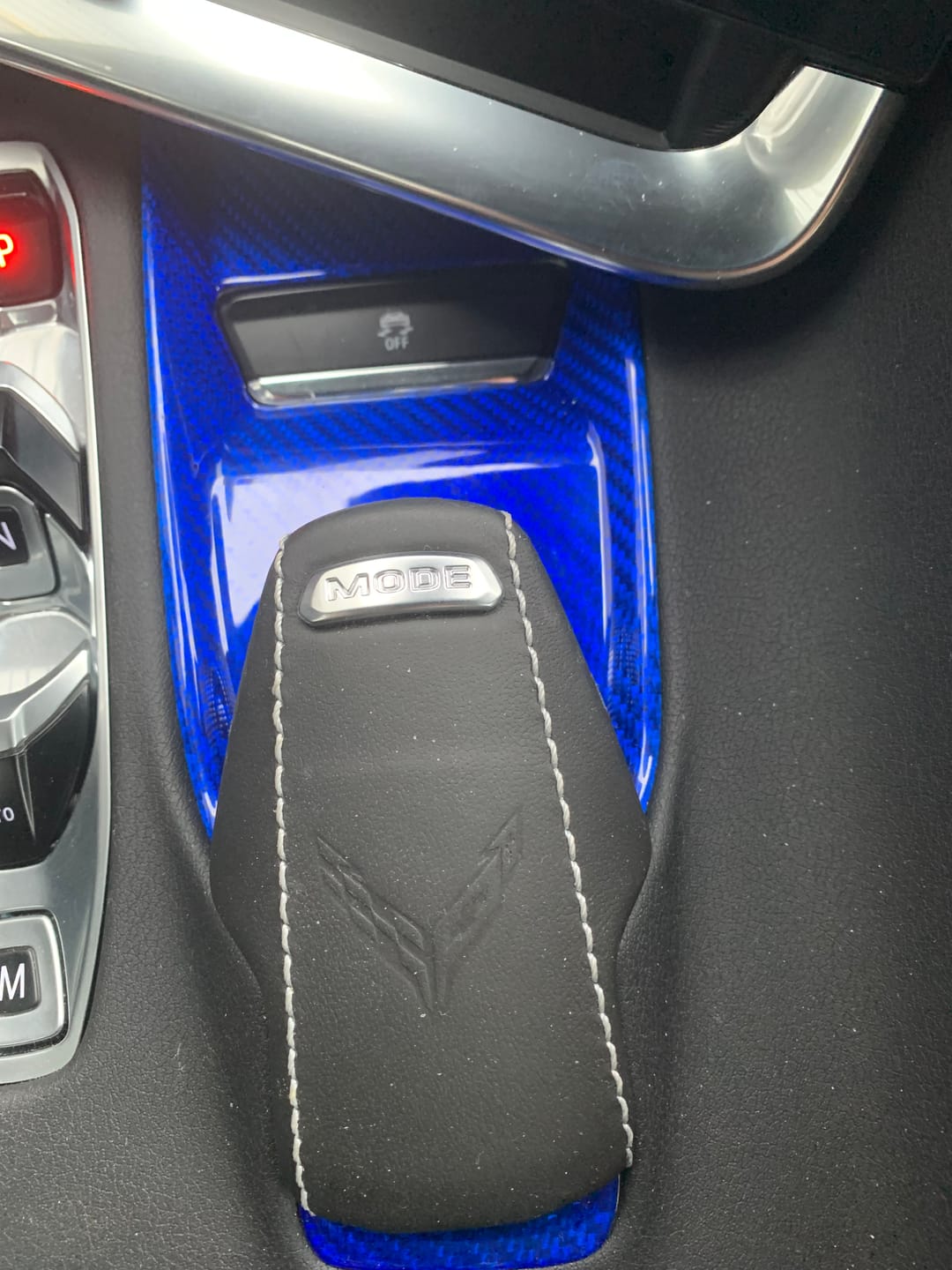 Customer photo review of C8 Corvette Mode Selector Trim Carbon Fiber Cover
