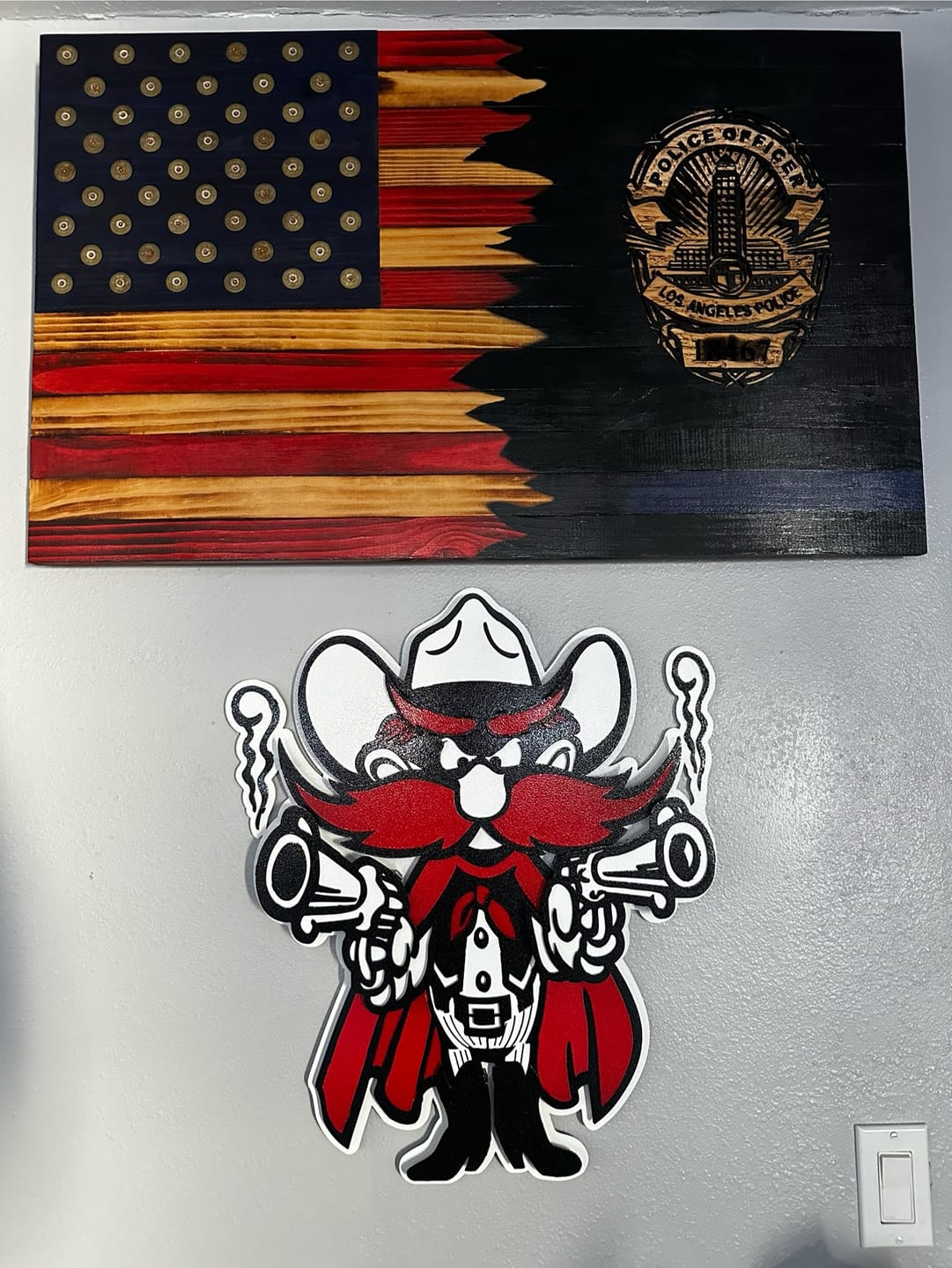 Customer photo review of Texas Tech "RAIDER RED" 3D Vintage Metal Wall Art