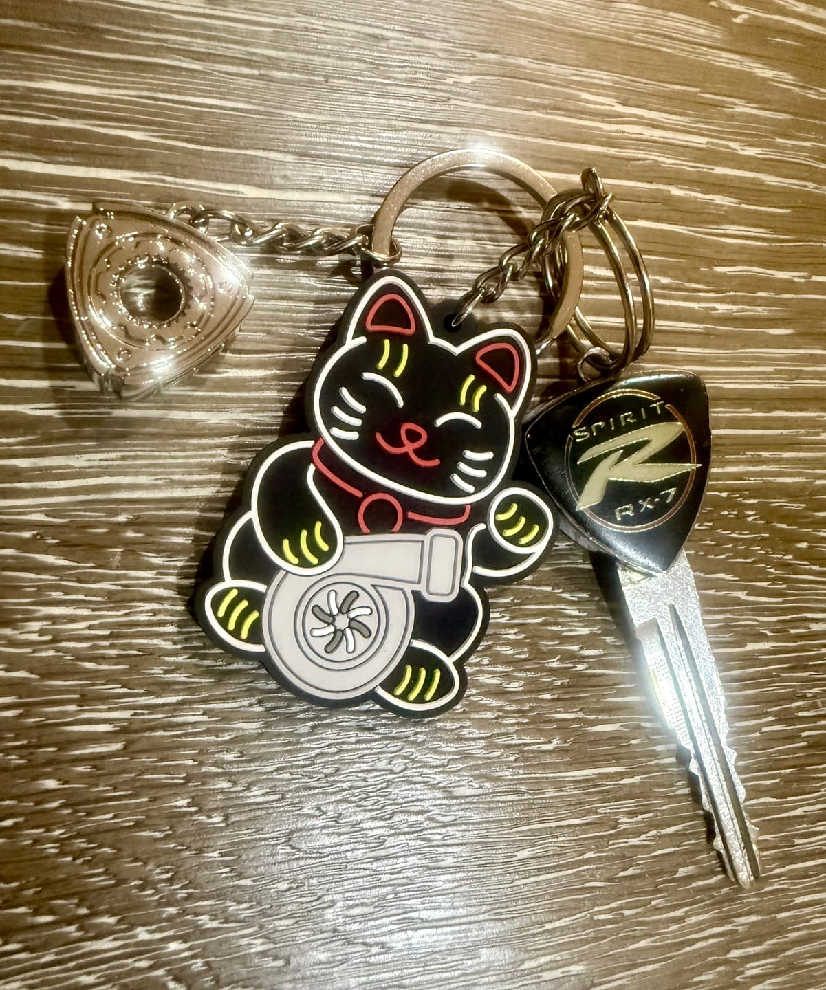 Customer photo review of Black Kitty Rubber Key Ring