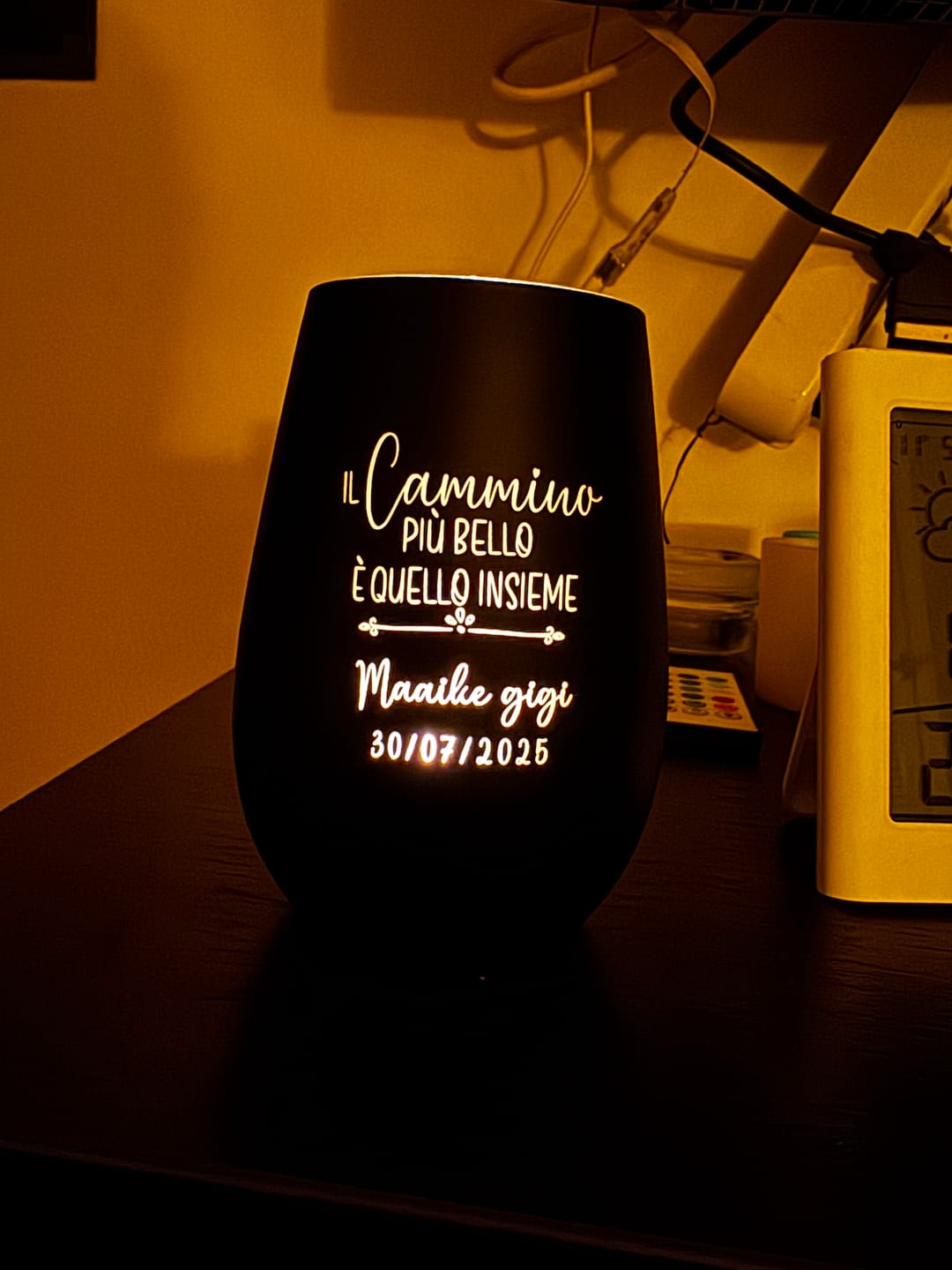 Customer photo review of Cammino Insieme – Lanterna personalizzata per coppie