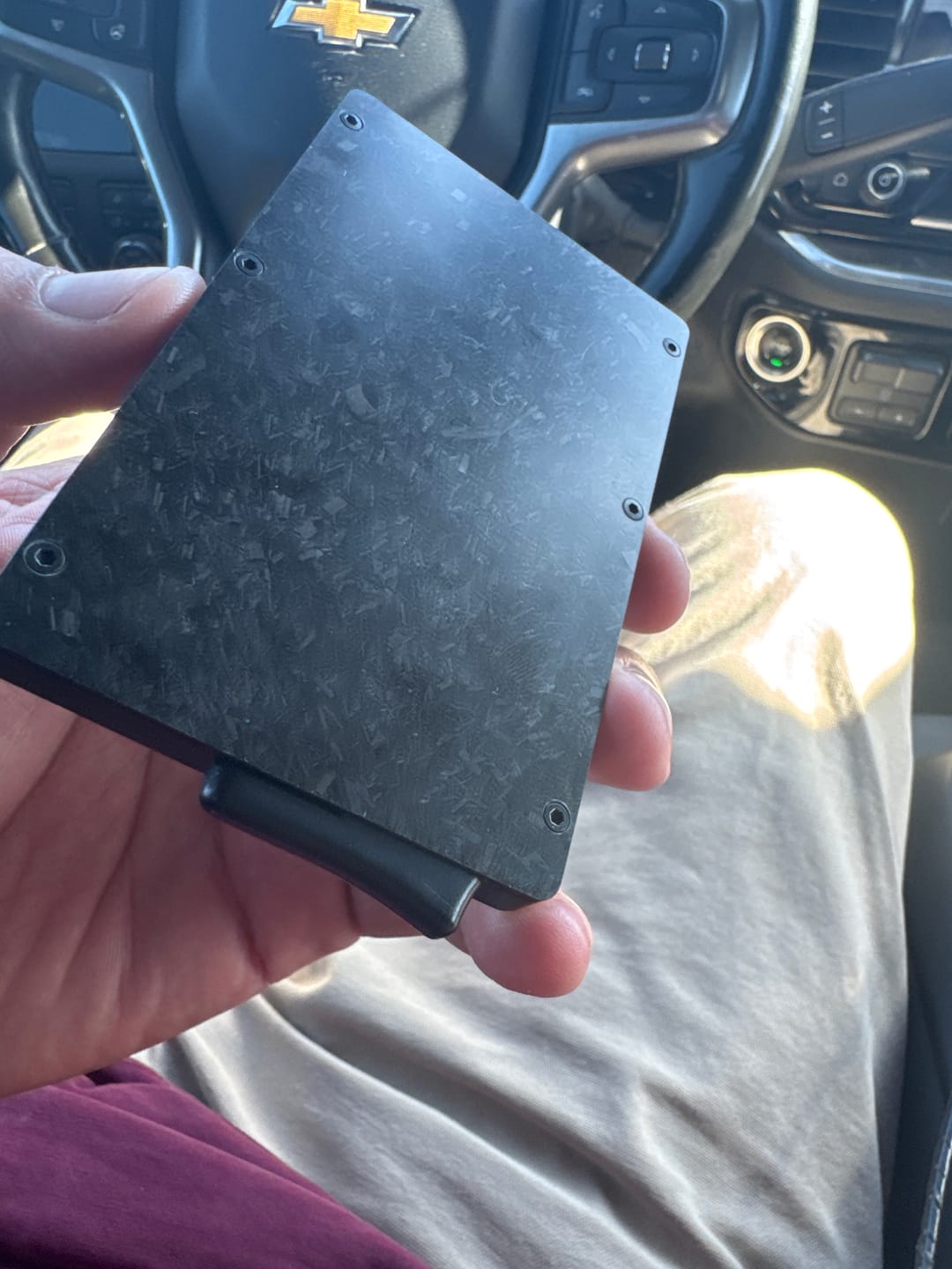 Customer photo review of 80Eighty® Minimalist Forged Carbon Wallet