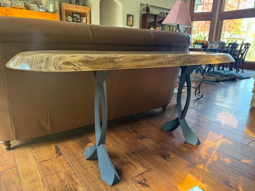 Customer photo review of Console Table Legs 28H 16W Metal Furniture Base 207 Curva