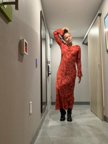 Customer photo review of Gia Dress in Havana by Realisation Par - RENTAL