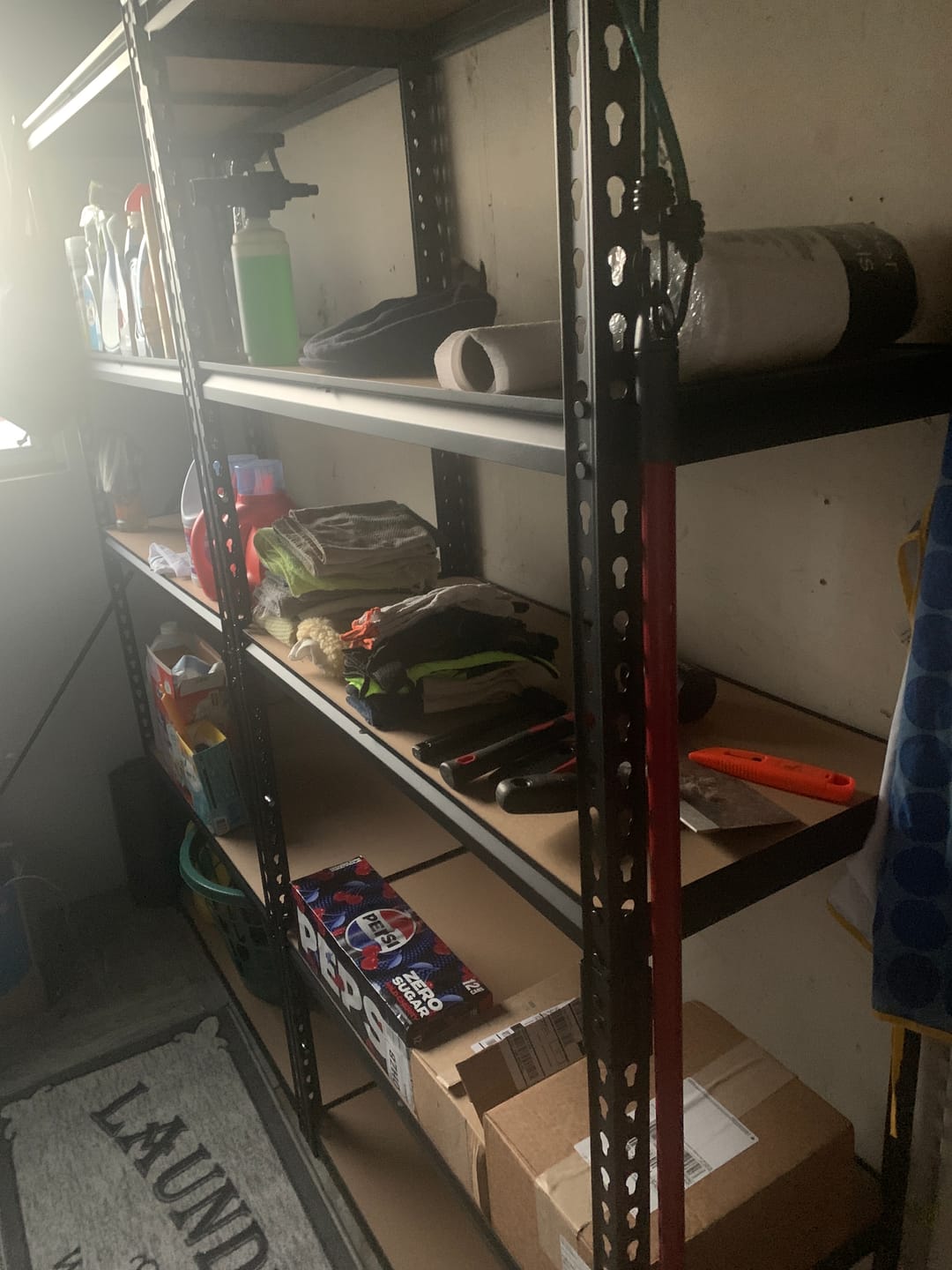 Customer photo review of REIBII 35.5“W Garage Storage Rack, 5-Shelf Adjustable Storage Shelves, 2020lbs Metal Shelving for Pantry Kichen Closet