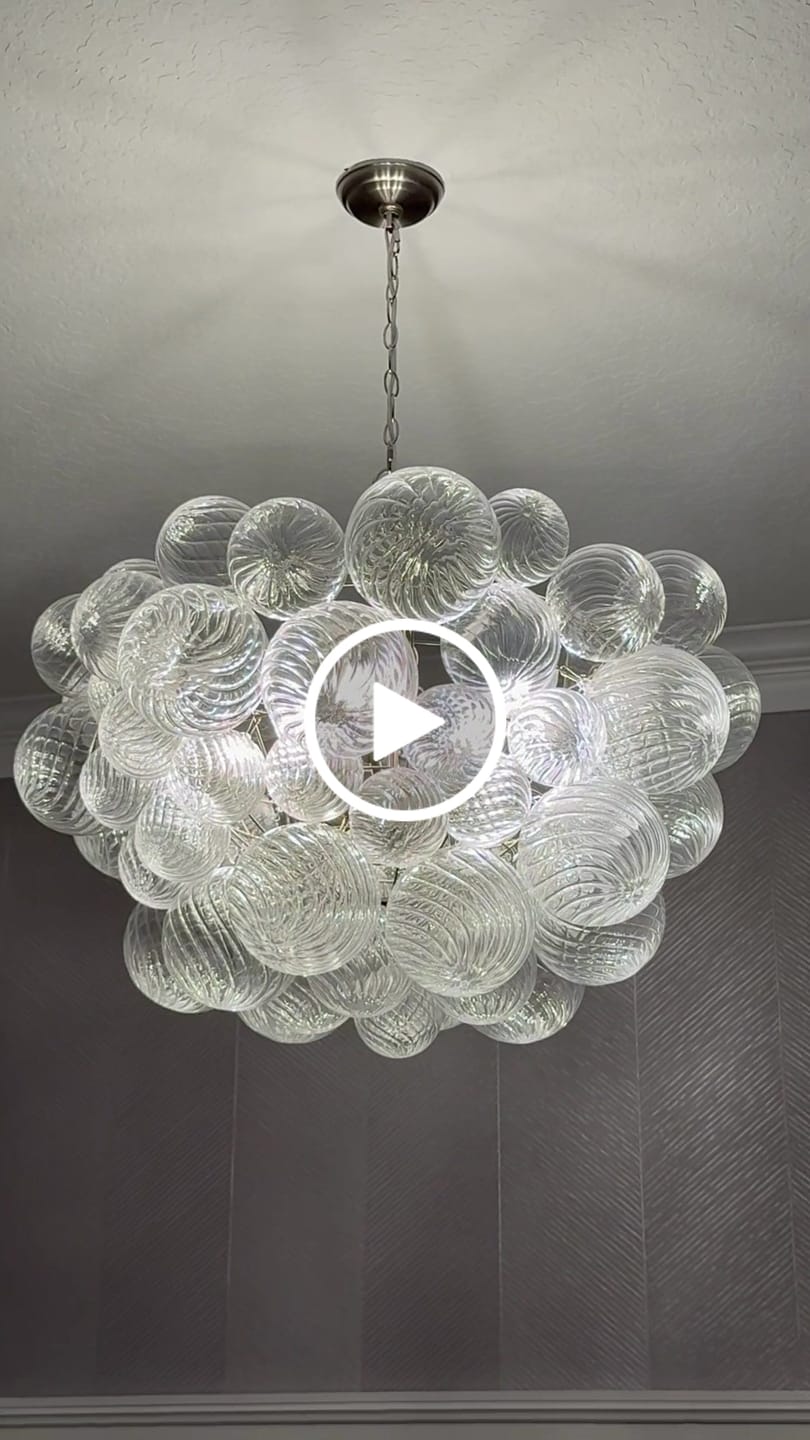 Customer video review of Brass Cluster Ribbed Glass Globe Bubble Chandelier