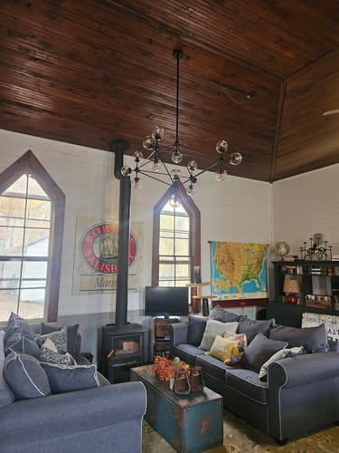 Customer photo review of Farmhouse Globe Glass Modo Chandelier