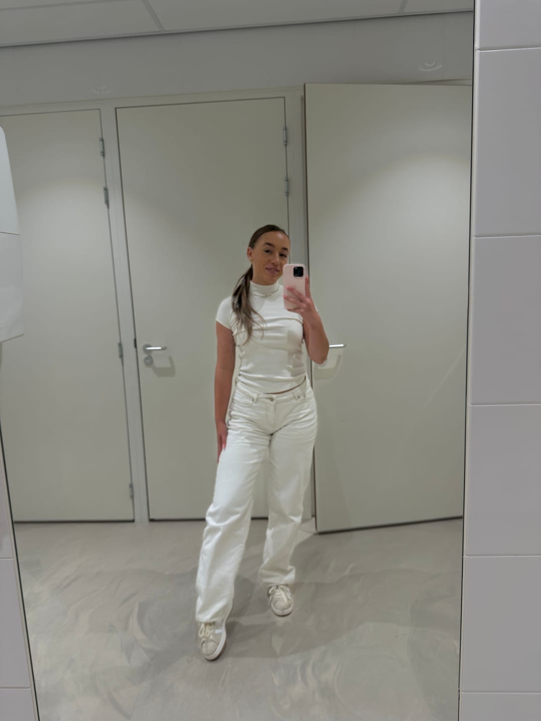 Customer photo review of LOGO STITCH DENIM JACKET OFF WHITE