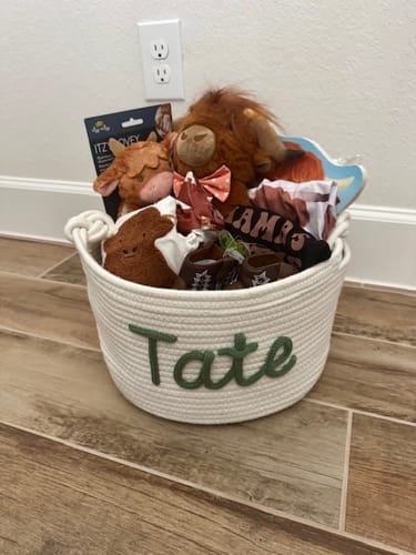 Customer photo review of Baby Knits™ Personalized Knitted Basket