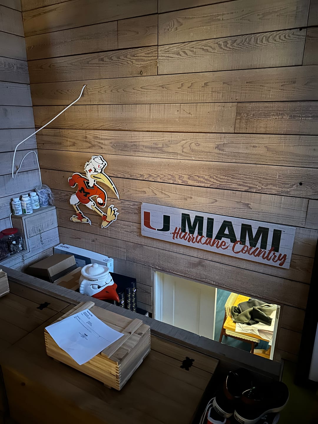 Customer photo review of Miami Hurricanes "Sebastian the Ibis" 3D Vintage Metal Wall Art