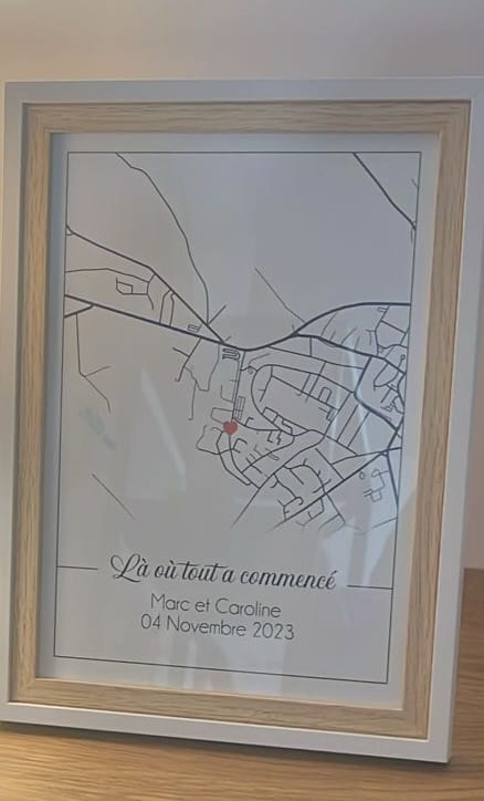 Customer photo review of Affiche Personnalisée Couple La où tout a commencé – Amour & Lieu De Rencontre