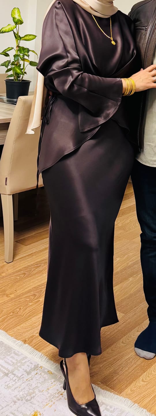 Customer photo review of %100 RAYON SATEN IŞILTILI TAKIM KAHVE