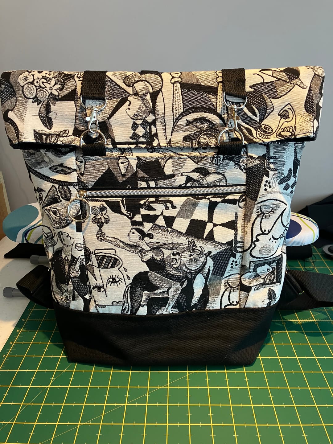 Customer photo review of Black and White Abstract Print Tapestry Fabric