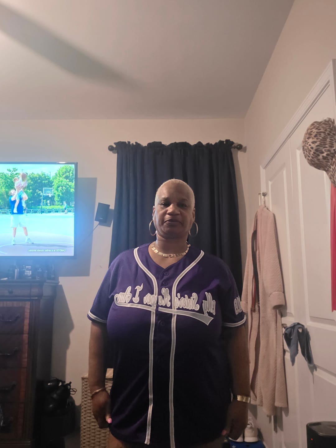Customer photo review of Custom Purple Gray-White Classic Style Authentic Baseball Jersey