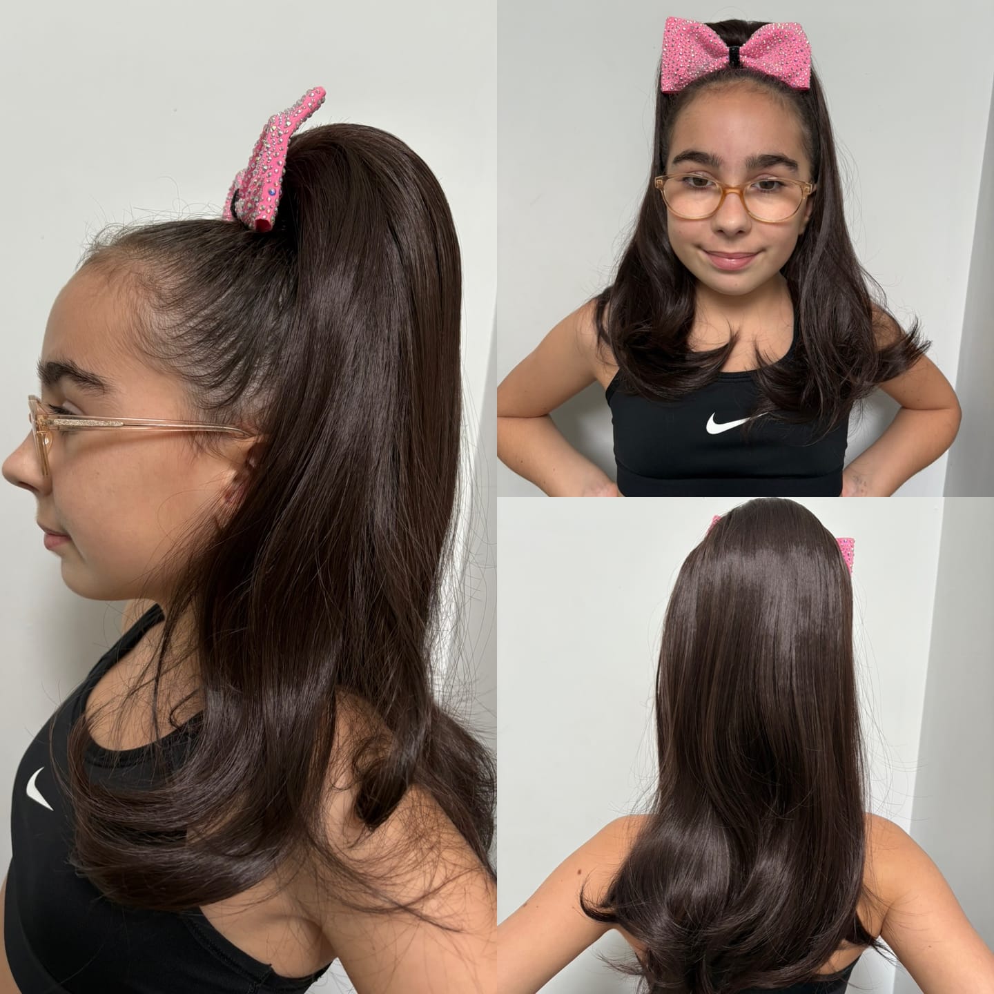 Customer photo review of Stranded 20" Blowout Clip-in Ponytail - Colour #4 Chocolate Dahlia