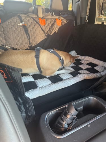 Customer photo review of RuffRover 2.0™ - Hard Bottom Dog Car Seat Protector + (FREE Dog Bed)