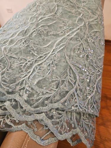 Customer photo review of Mint Embroidered Branch Bridal Lace