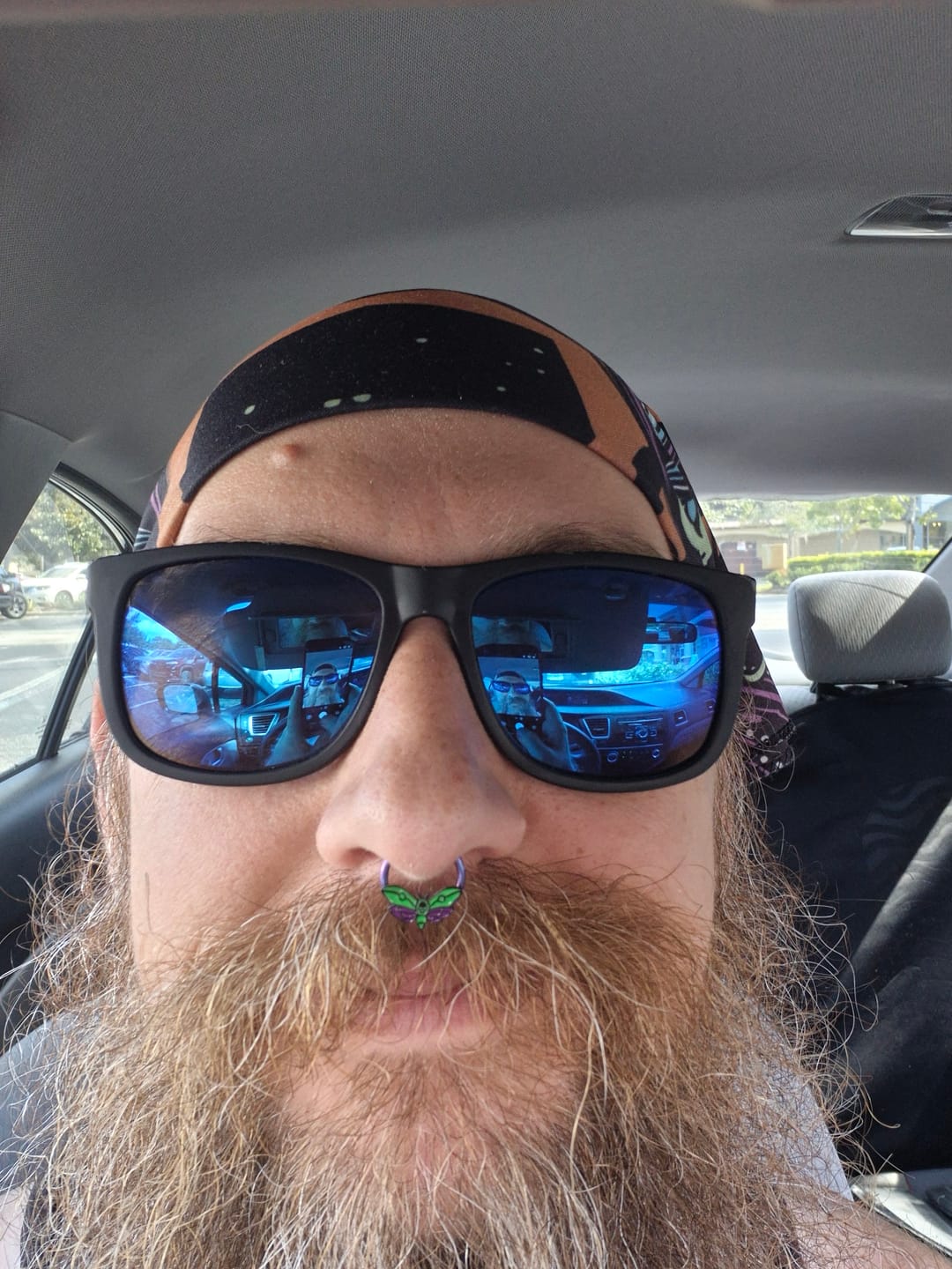 Customer photo review of Purple & Green Death's Head Moth Septum + Daith Ring